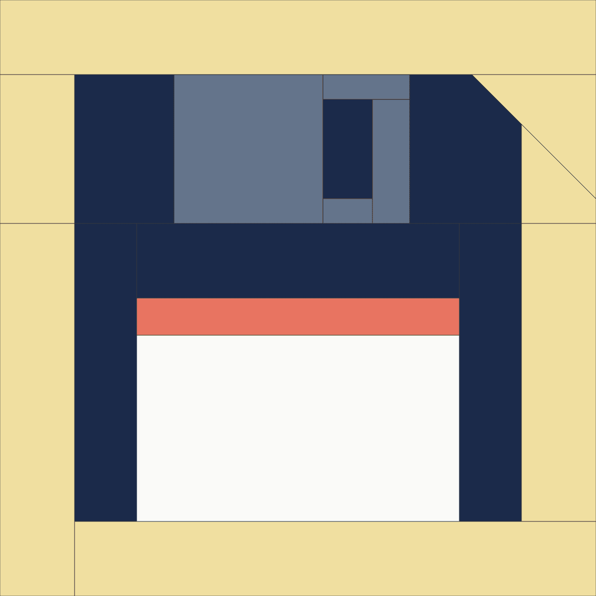 Floppy Disk foundation paper piecing pattern, 19 pieces