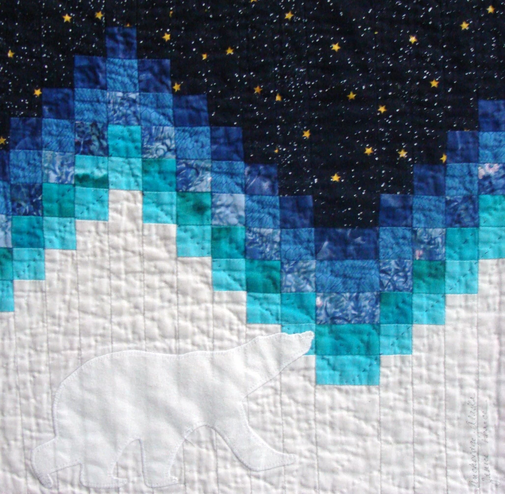 NF4 — Blue, Plum & White quilt block