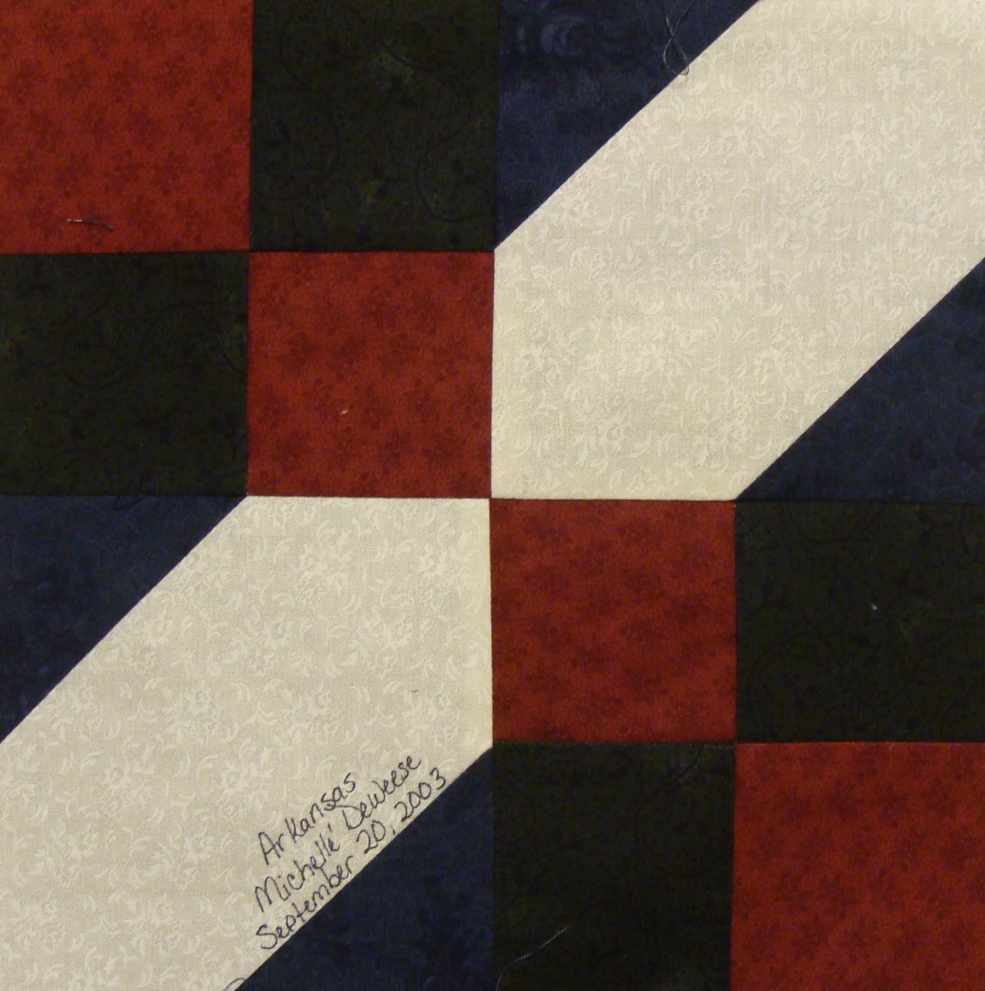 NF11 — Maroon, Hunter Green, Navy & White quilt block