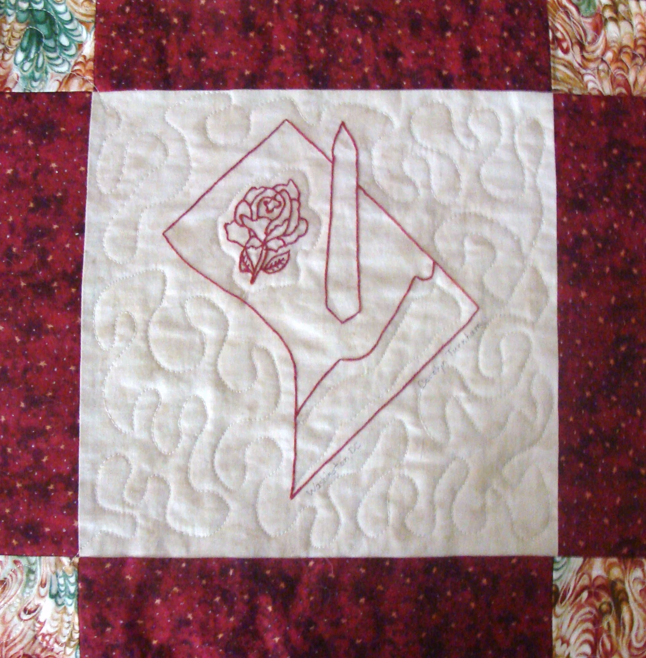 NF19 — Redwork quilt block