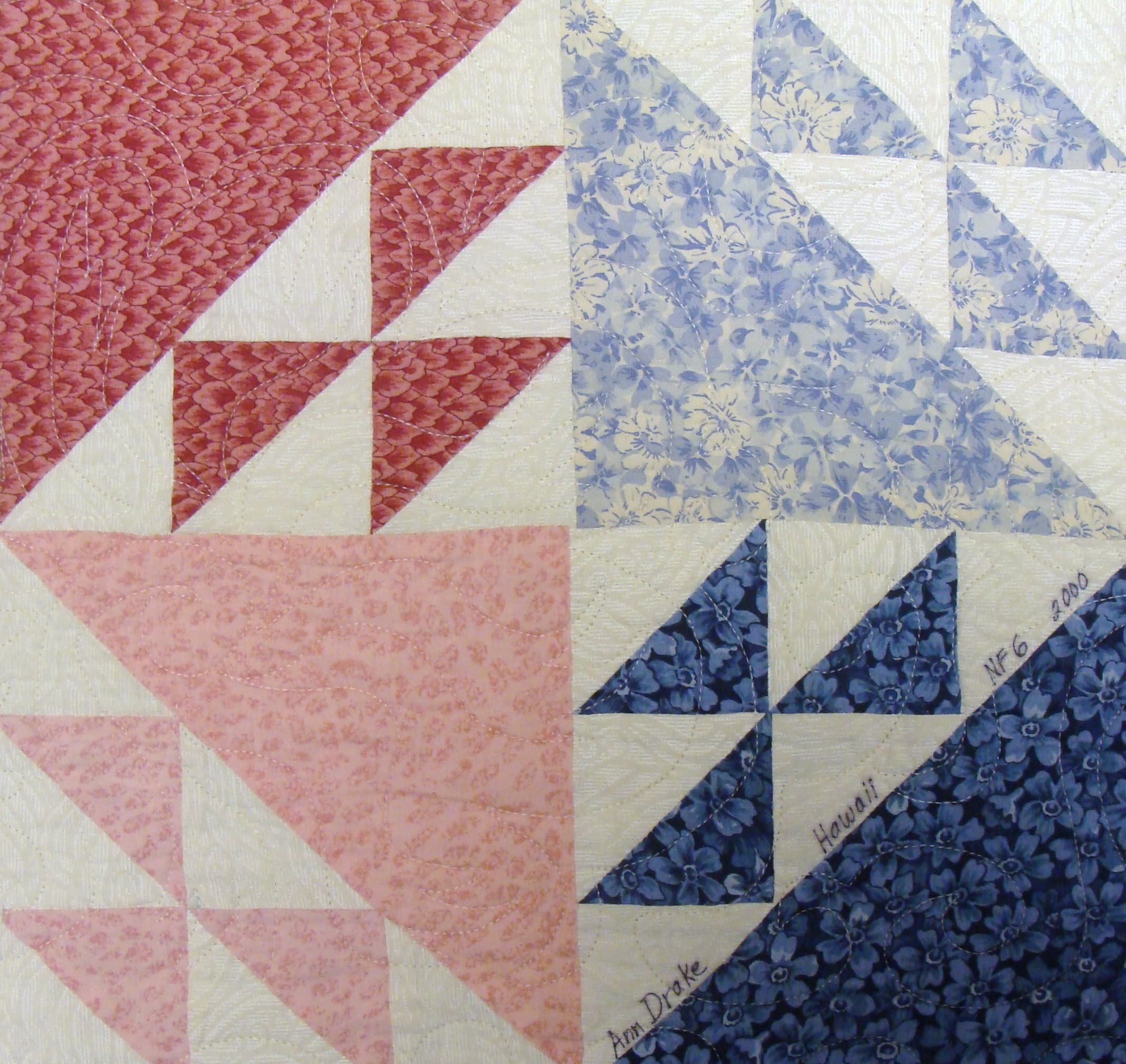 NF6 — Cranberry, Blue, Green & Cream quilt block