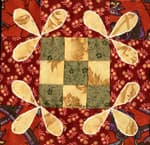 NF8 — Peach, Olive Green & Cream quilt block