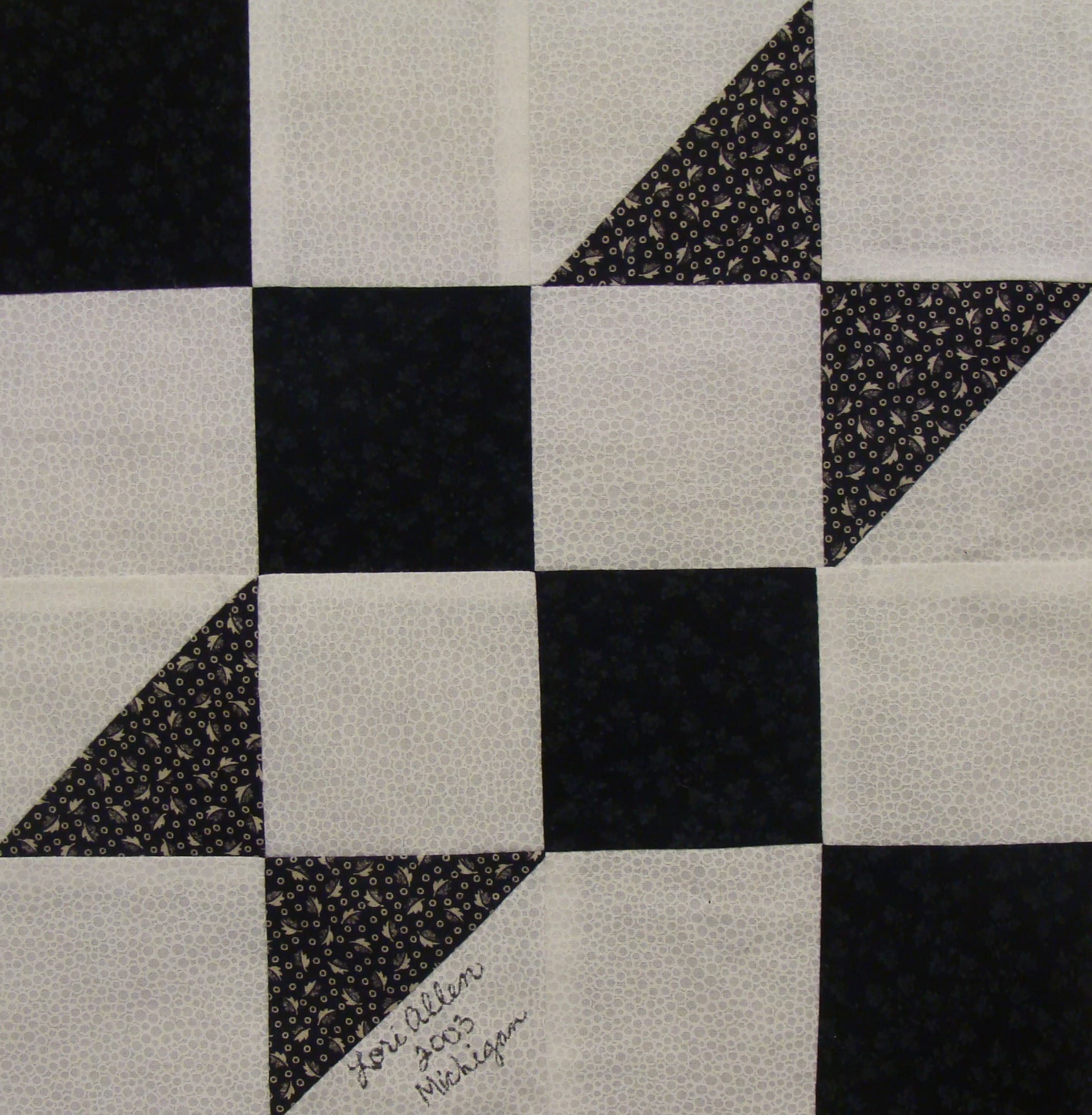 NF15 — Black & White on White quilt block
