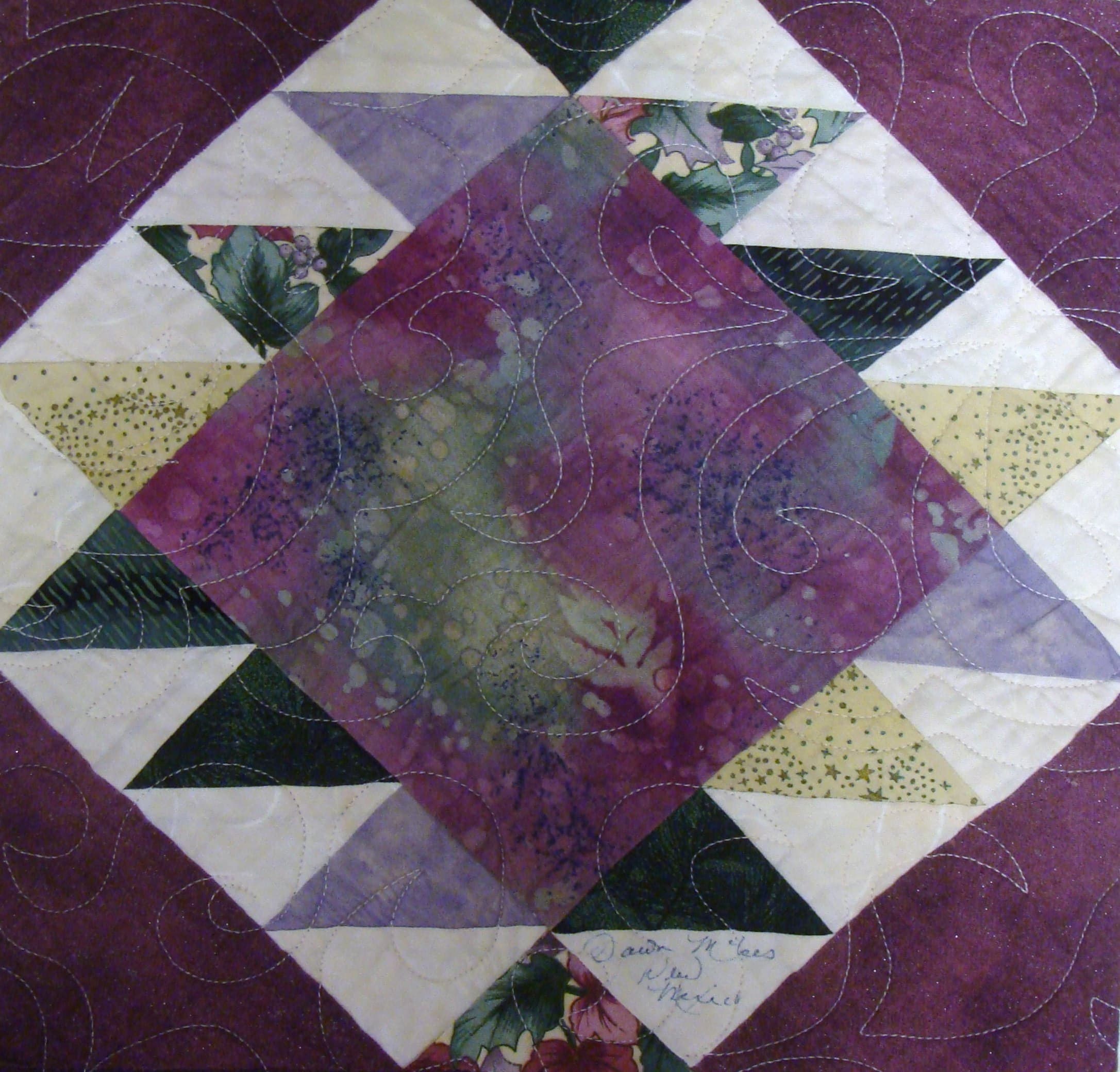 NF6 — Cranberry, Blue, Green & Cream quilt block