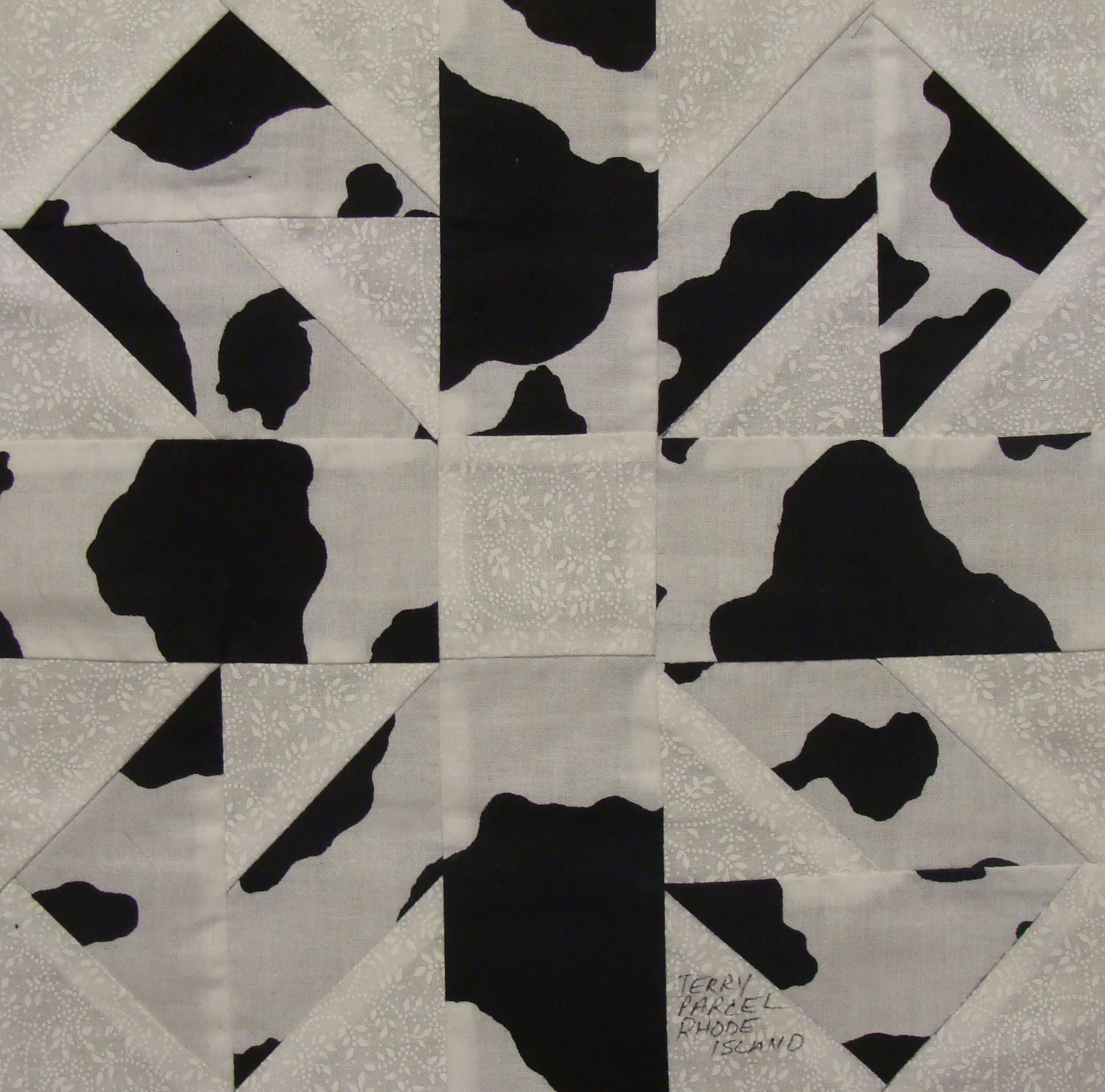 NF15 — Black & White on White quilt block