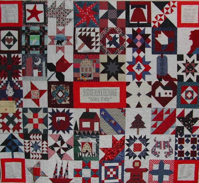 Closer view of the Nifty Fifty 1 Breast Cancer Charity Quilt-Quilted by our NF quilter, Joyce Neyers