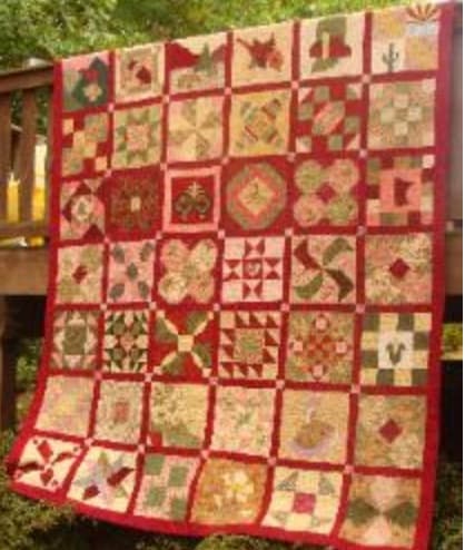 NF8 — Peach, Olive Green & Cream quilt 1