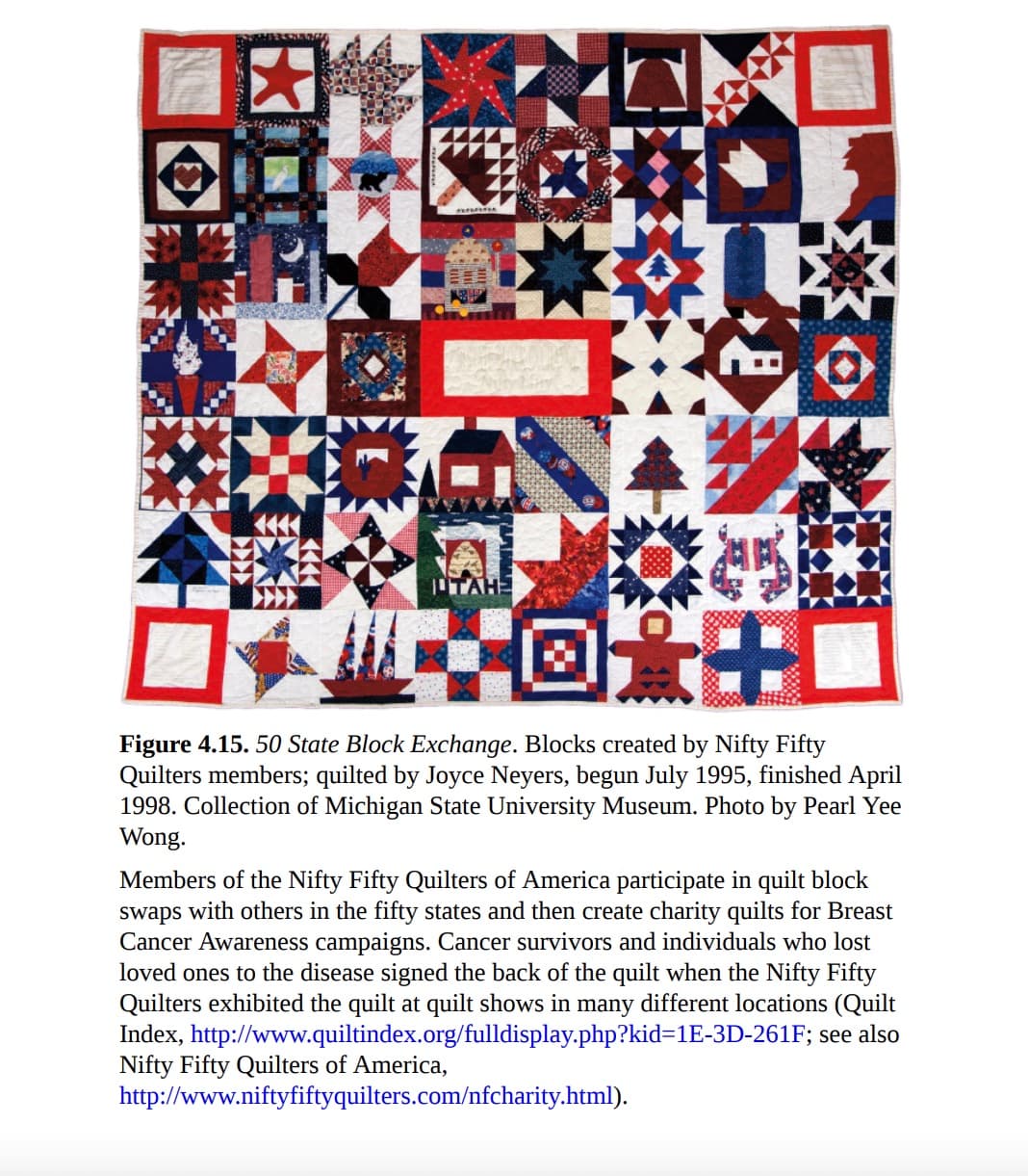 Nifty Fifty 1 Charity Quilt published in "Quilts and Health"